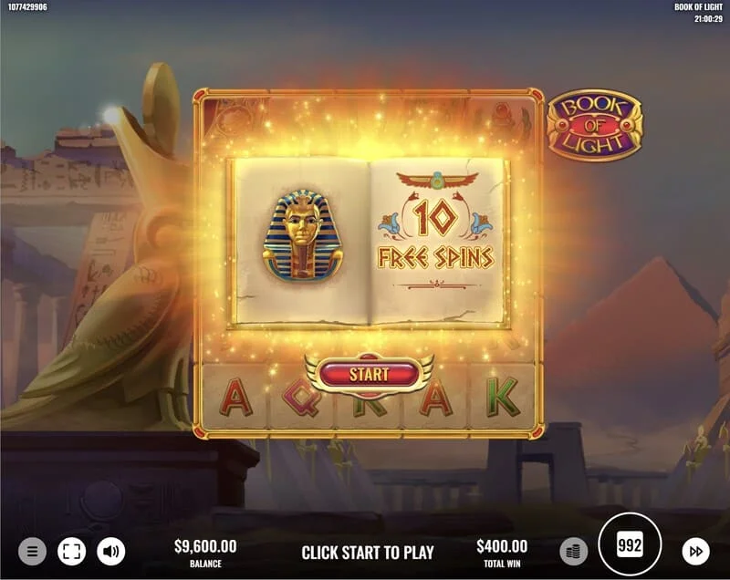 Book of Lights - Attivazione Free Spins e simbolo espandibile
